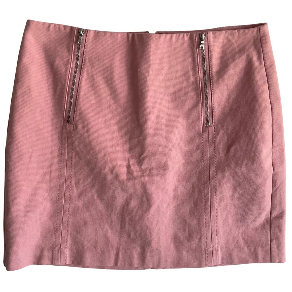 LOFT Pink Mini Skirt with Zipper Accents Cotton Blend Size 8